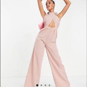Pink Gingham Halter Jumpsuit